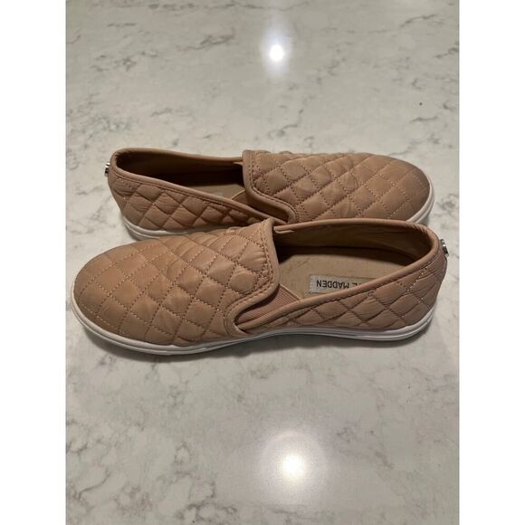 Steve Madden Quilted Tan Loafers - Picture 6 of 9